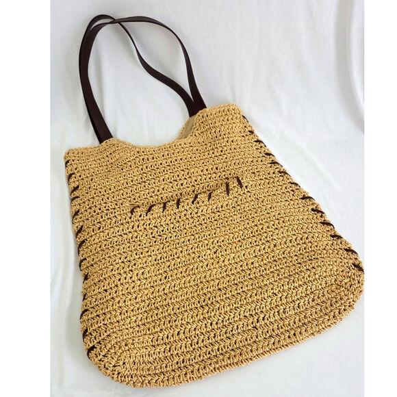 Sun 'N' Sand Handbags - Vtg 80's Sand N Sun Natural Straw Tote Bag